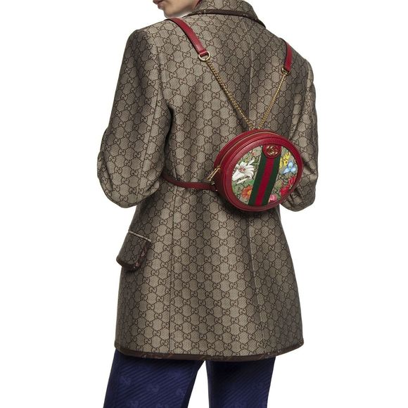 Gucci Ophidia Supreme GG Canvas Floral Round Backpack with Red Trim w/Box 5 - Picture 2 of 11